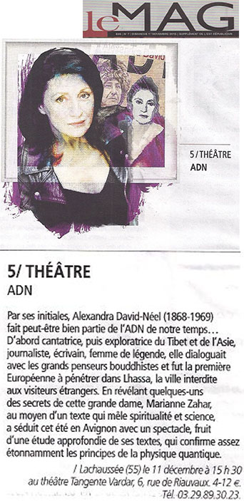 Press article DNA Alexandra David Neel LeMag